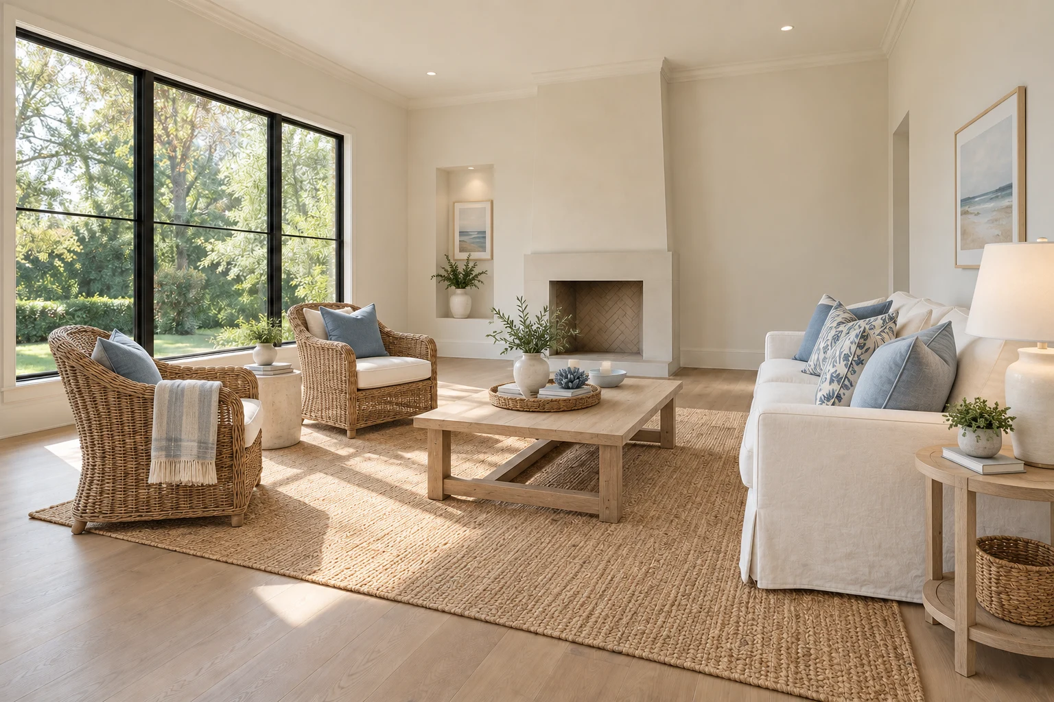 Coastal living room virtual staging
