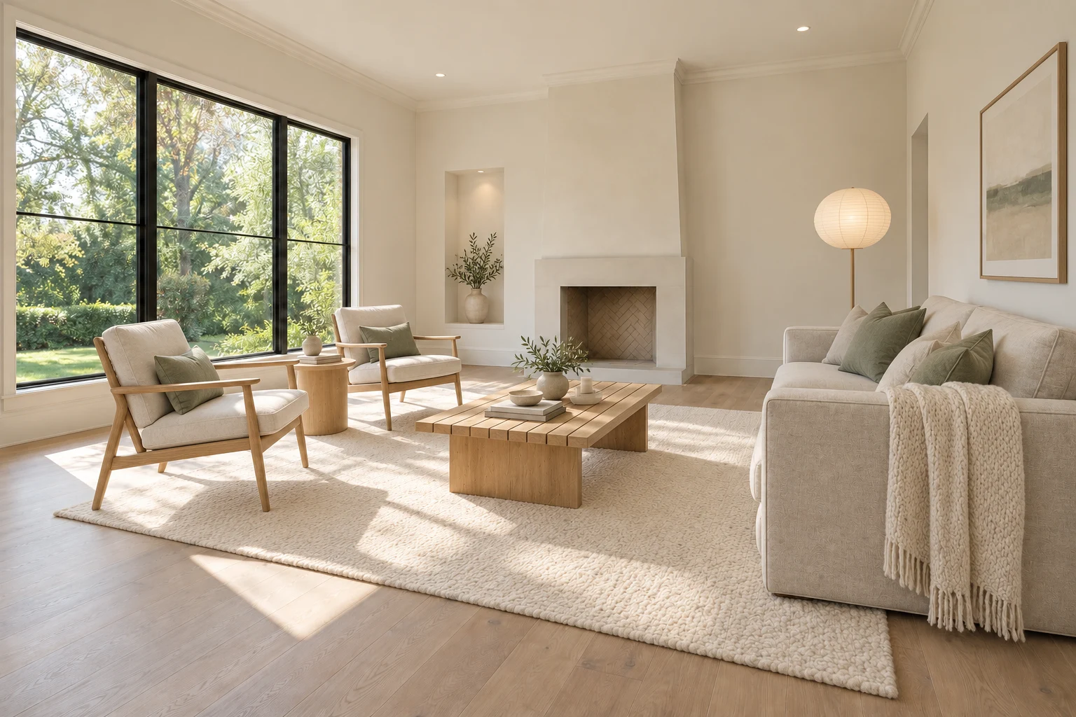 Scandinavian living room virtual staging